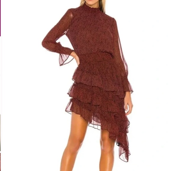 Misa Los Angeles Dresses & Skirts - Misa x Revolve Savanna dress in mini red banana leaf ruffled sz Xs